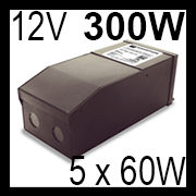 12V 300W 5 x 60W Magnetic Multi-Tap/Output Class-2 Dimmable LED driver