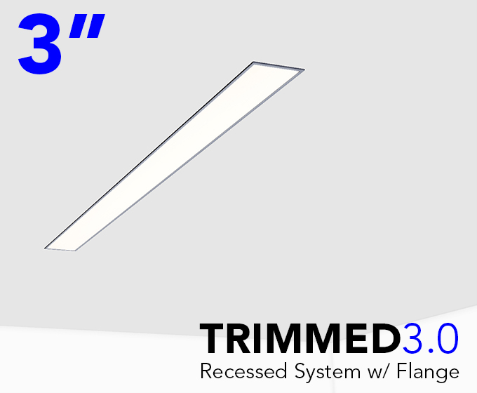 3 Inch Wide Recessed Linear Lighting with Flange (Trim) UL-Listed